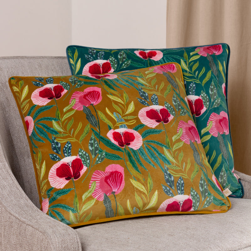 Wylder House of Bloom Poppy Cushion Cover in Saffron