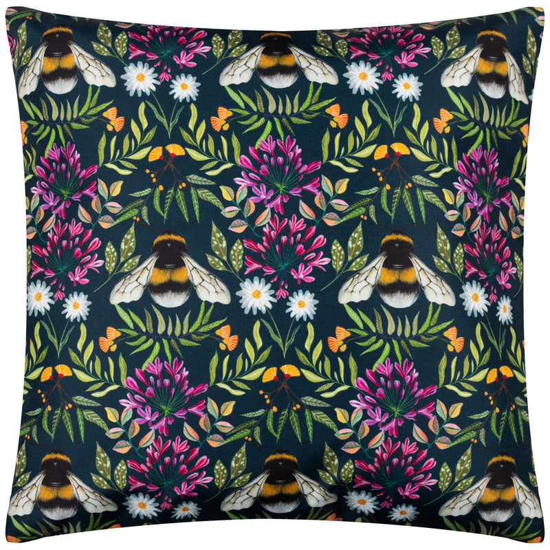 Animal Blue Cushions - House of Bloom Zinnia Bee Outdoor Cushion Cover Navy Wylder