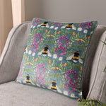 Wylder House of Bloom Zinnia Bee Repeat Cushion Cover in Steel Blue