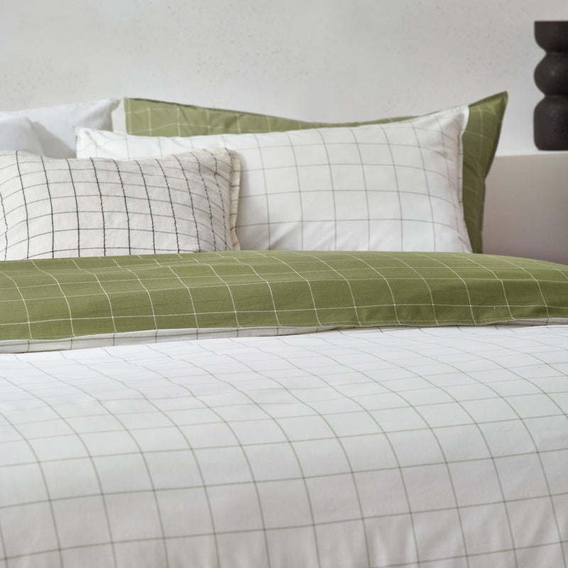 Yard Howarth Check Duvet Cover Set in Moss/Natural