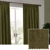  Curtains - Heavy Chenille Velvet Blackout Pencil Pleat Curtains Olive Yard