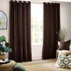  Curtains - Heavy Chenille Velvet Blackout Eyelet Curtains Brown Yard