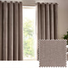  Curtains - Heavy Chenille Velvet Blackout Eyelet Curtains Greige Yard