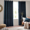  Curtains - Heavy Chenille Velvet Blackout Eyelet Curtains Navy Yard