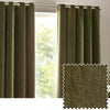  Curtains - Heavy Chenille Velvet Blackout Eyelet Curtains Olive Yard