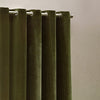  Curtains - Heavy Chenille Velvet Blackout Eyelet Curtains Olive Yard