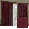 Plain Red Curtains  - Heavy Chenille Fully Lined Velvet Pencil Pleat Curtains Beetroot Yard