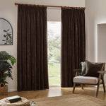 Plain Brown Curtains - Heavy Chenille Velvet Pencil Pleat Curtains Brown Yard