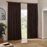 Plain Brown Curtains - Heavy Chenille Velvet Pencil Pleat Curtains Brown Yard