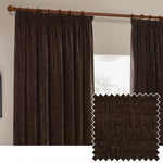 Plain Brown Curtains - Heavy Chenille Velvet Pencil Pleat Curtains Brown Yard