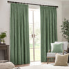 Plain Green Curtains - Heavy Chenille Velvet Pencil Pleat Curtains Eucalyptus Yard