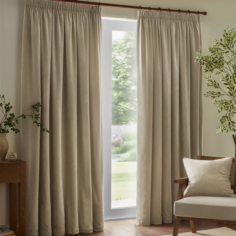  Curtains  - Heavy Chenille  Pencil Pleat Curtains Linen Yard