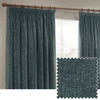 Plain Blue Curtains - Heavy Chenille Velvet Pencil Pleat Curtains Marine Yard