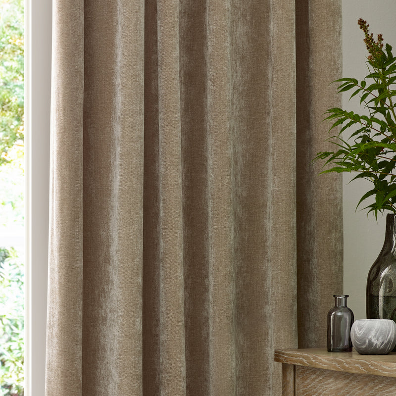 Plain Beige Curtains - Heavy Chenille Velvet Pencil Pleat Curtains Natural Yard