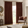 Plain Red Curtains - Heavy Chenille Velvet Pencil Pleat Curtains Nutmeg Yard