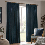 Plain Blue Curtains - Heavy Chenille Velvet Pencil Pleat Curtains Navy Yard