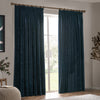 Plain Blue Curtains - Heavy Chenille Velvet Pencil Pleat Curtains Navy Yard