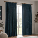 Plain Blue Curtains - Heavy Chenille Velvet Pencil Pleat Curtains Navy Yard