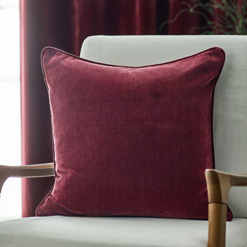 Heavy Chenille Piped Cushion Beetroot