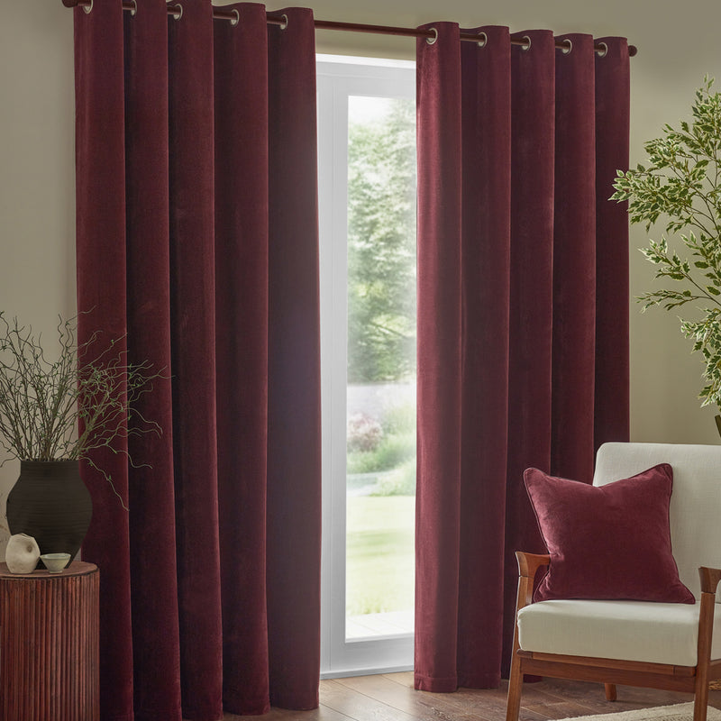  Curtains  - Heavy Chenille  Eyelet Curtains Beetroot Yard