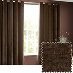 Yard Heavy Chenille Room Darkening Eyelet Curtains in Brown