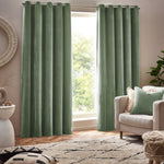 Plain Green Curtains - Heavy Chenille Velvet Eyelet Curtains Eucalyptus Yard