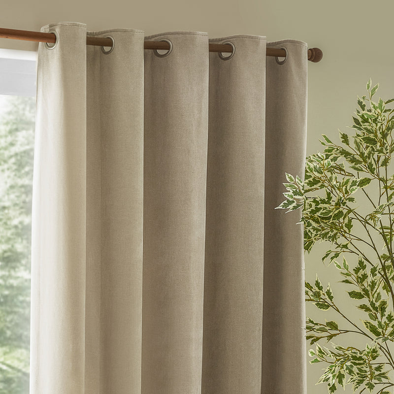  Curtains  - Heavy Chenille  Eyelet Curtains Linen Yard