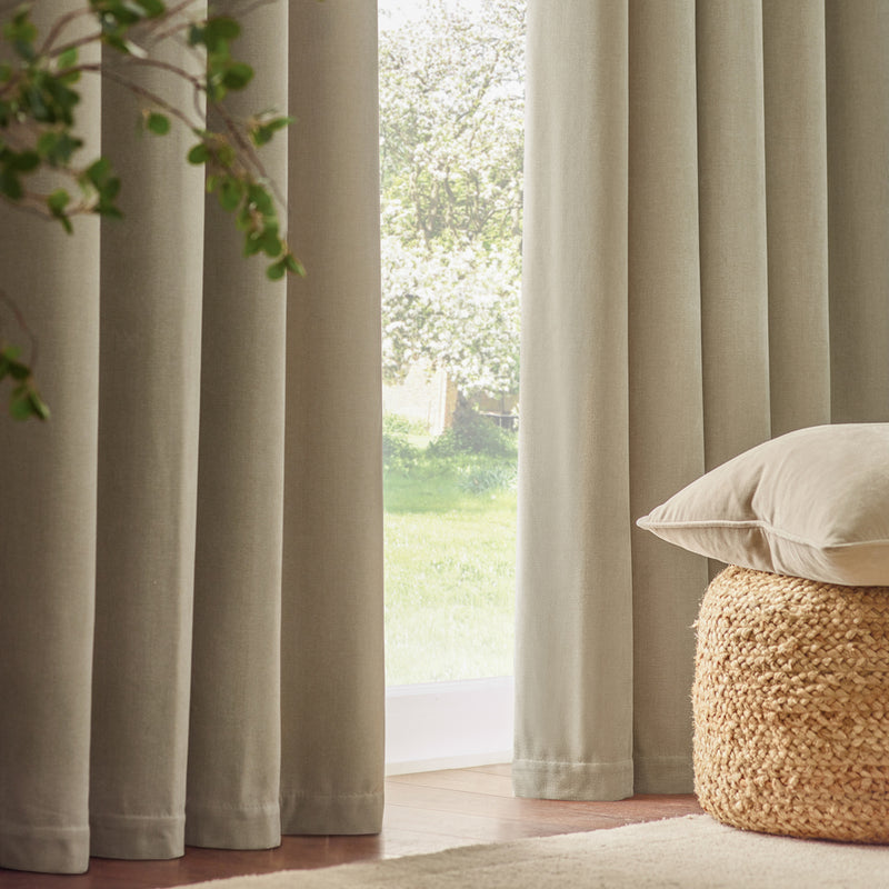  Curtains  - Heavy Chenille  Eyelet Curtains Linen Yard