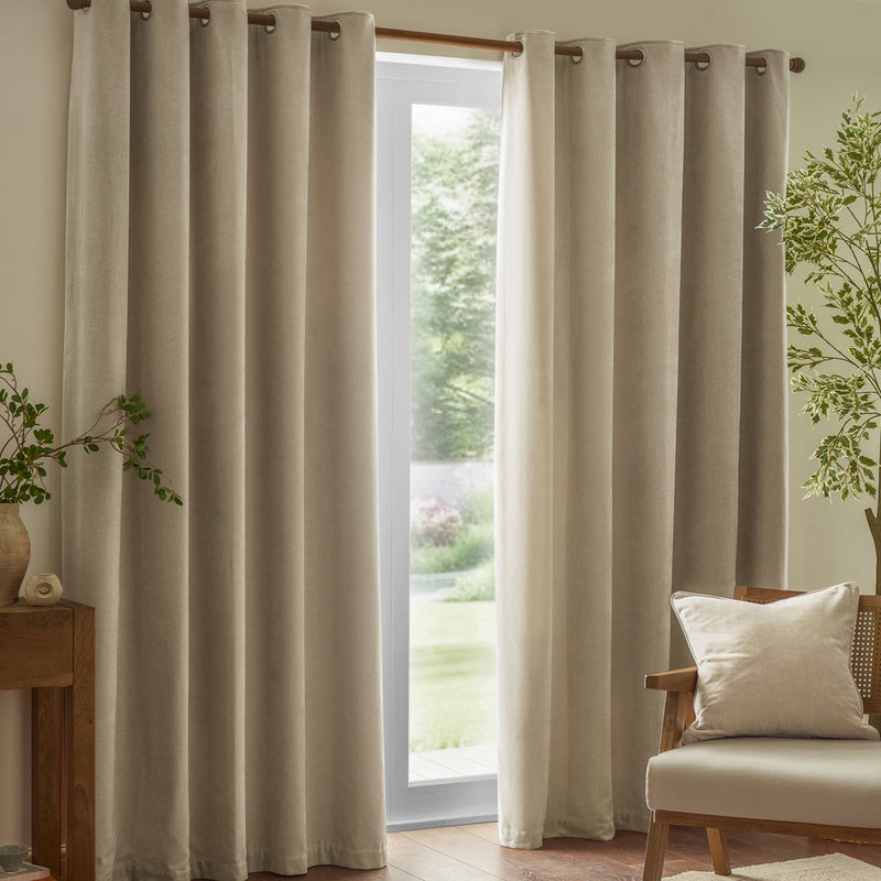 Curtains  - Heavy Chenille  Eyelet Curtains Linen Yard