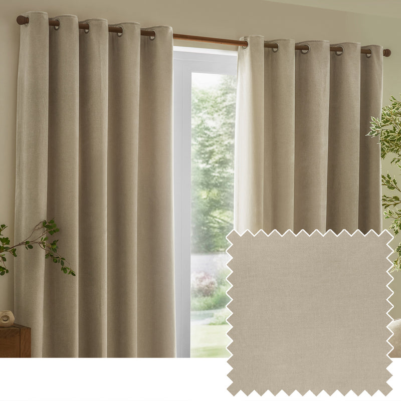  Curtains  - Heavy Chenille  Eyelet Curtains Linen Yard