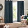 Plain Blue Curtains - Heavy Chenille Room Darkening Eyelet Curtains Marine Yard