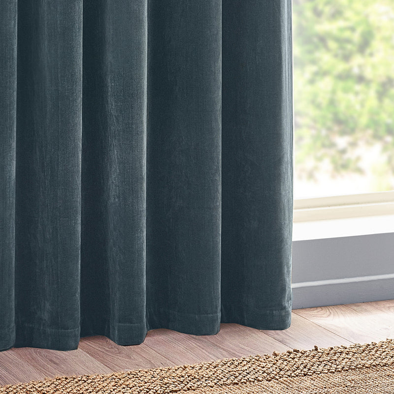 Yard Heavy Chenille Room Darkening Eyelet Curtains in Marine