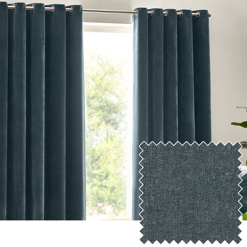 Plain Blue Curtains - Heavy Chenille Room Darkening Eyelet Curtains Marine Yard