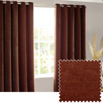 Plain Red Curtains - Heavy Chenille Room Darkening Eyelet Curtains Nutmeg Yard