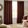 Plain Red Curtains - Heavy Chenille Room Darkening Eyelet Curtains Nutmeg Yard