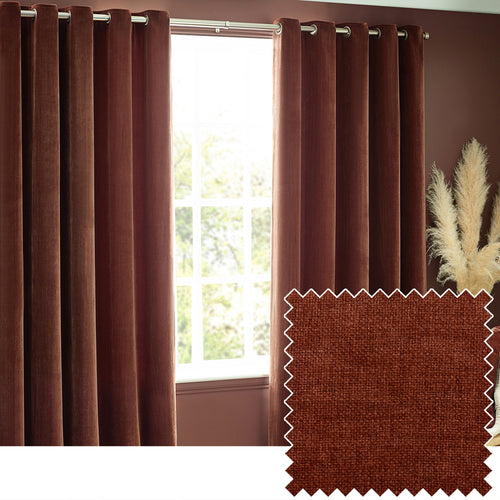 Yard Heavy Chenille Room Darkening Eyelet Curtains in Nutmeg