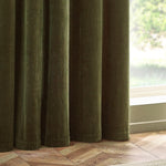 Plain Green Curtains - Heavy Chenille Room Darkening Eyelet Curtains Olive Yard