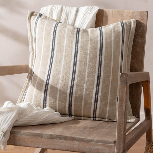 Striped Beige Cushions - Hebble Striped Cushion Cover Natural Black Yard