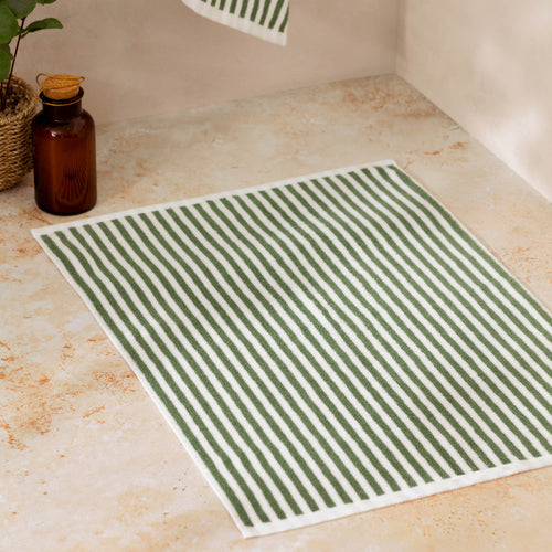 Striped White Bathroom - Hebden Striped Cotton Bath Mat Forest Yard