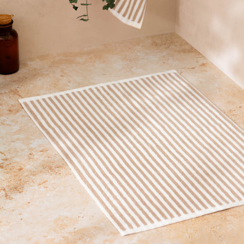 Striped White Bathroom - Hebden Striped Cotton Bath Mat Natural Yard