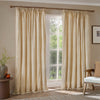  Curtains - Hebden Striped 100% Cotton Lined Pencil Pleat Curtains Honey Yellow Yard