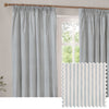  Curtains - Hebden Striped 100% Cotton Lined Pencil Pleat Curtains Mineral Blue Yard