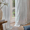  Curtains - Hebden Striped 100% Cotton Lined Pencil Pleat Curtains Mineral Blue Yard