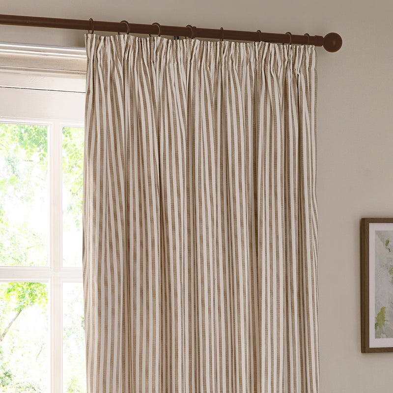 Striped Beige Curtains - Hebden Striped Cotton Pencil Pleat Curtains Natural Yard