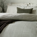 Striped Black Bedding - Hebden Mélange Stripe Cotton Duvet Cover Set Black Yard