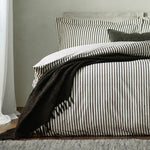 Striped Black Bedding - Hebden Mélange Stripe Cotton Duvet Cover Set Black Yard