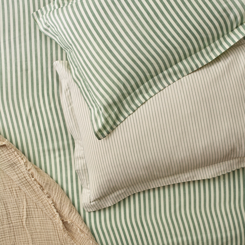 Striped Green Bedding - Hebden Mélange Stripe Duvet Cover Set Forest Yard