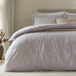 Striped Purple Bedding - Hebden Mélange Stripe 100% Cotton Duvet Cover Set Mauve Yard