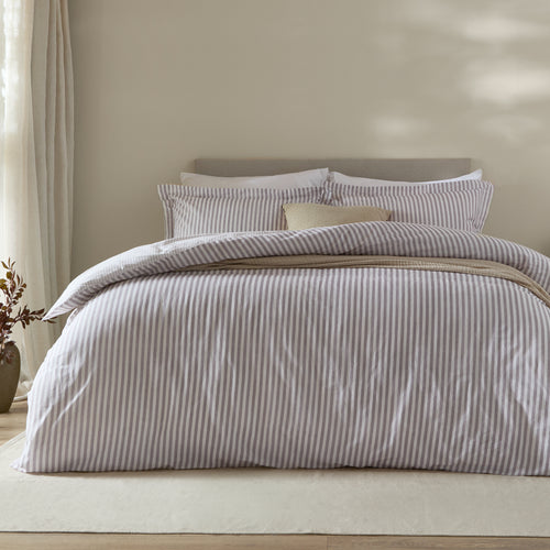 Striped Purple Bedding - Hebden Mélange Stripe 100% Cotton Duvet Cover Set Mauve Yard