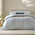 Striped Blue Bedding - Hebden Mélange Stripe 100% Cotton Duvet Cover Set Mineral Blue Yard